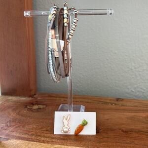 Dainty Stud Carrot Bunny Rabbit Post Earrings and Cuff Bracelet Lot